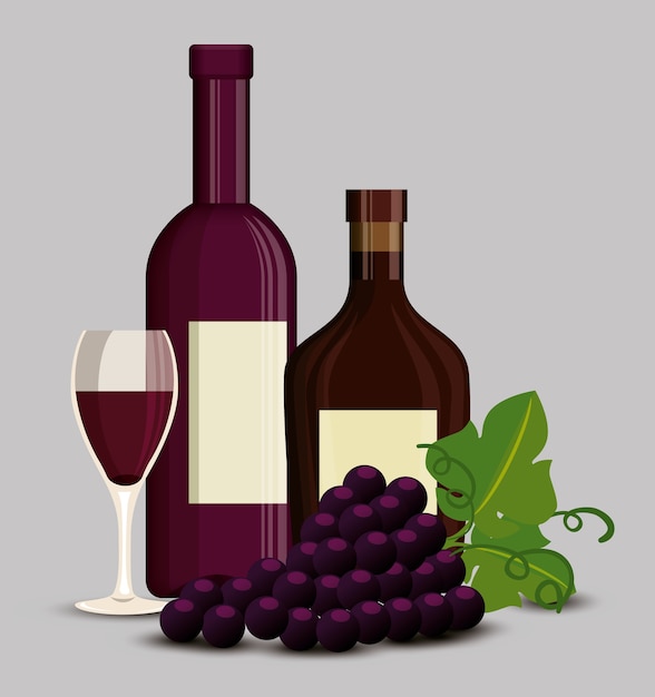 Vector red wine set icons