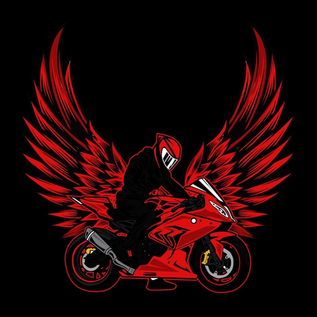 Vector red wing bike superbike sportbike vector design