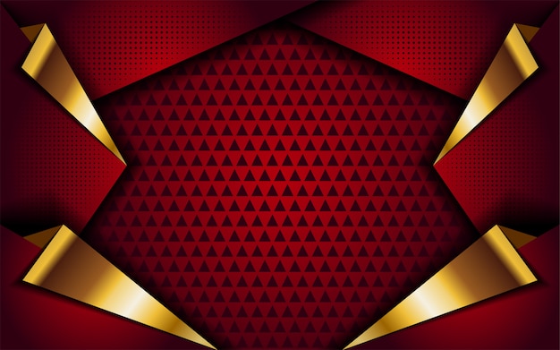 Red with golden line abstract modern background