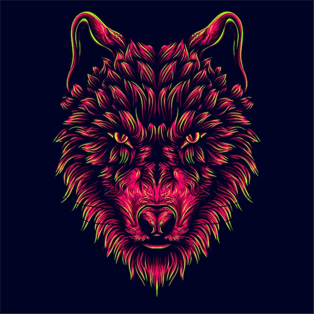 Red wolf hand drawn artwork