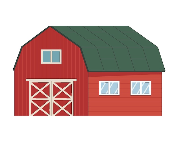 Red wooden big barn isolated on the farm