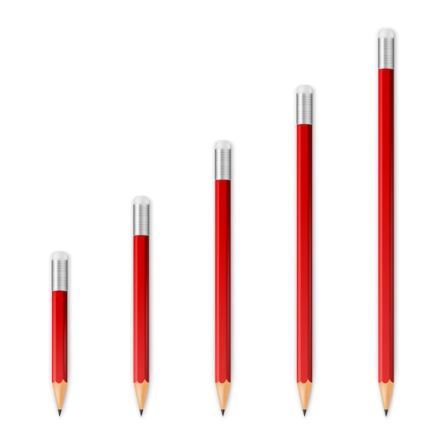 Vector red wooden sharp pencils