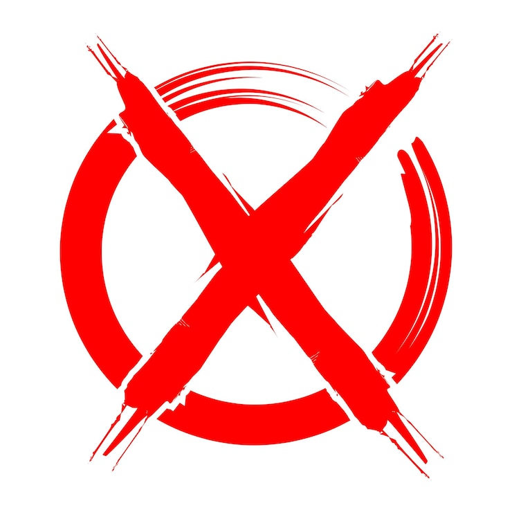 Vector red x sign symbol, icon, letter x sign, no sign design vector illustration