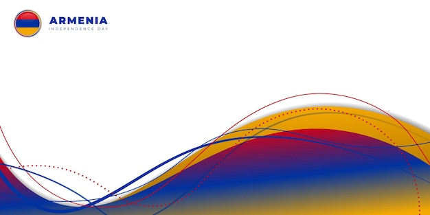 아르메니아 독립 기념일 디자인을 위한 흰색 배경의 빨간색 노란색 및 파란색 추상 디자인
