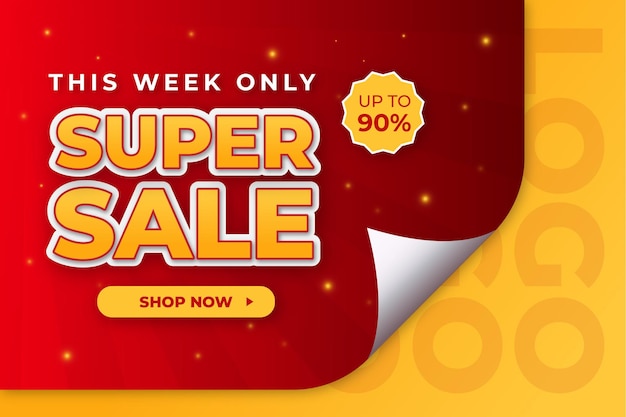 Red yellow color super sale and discount offer vector