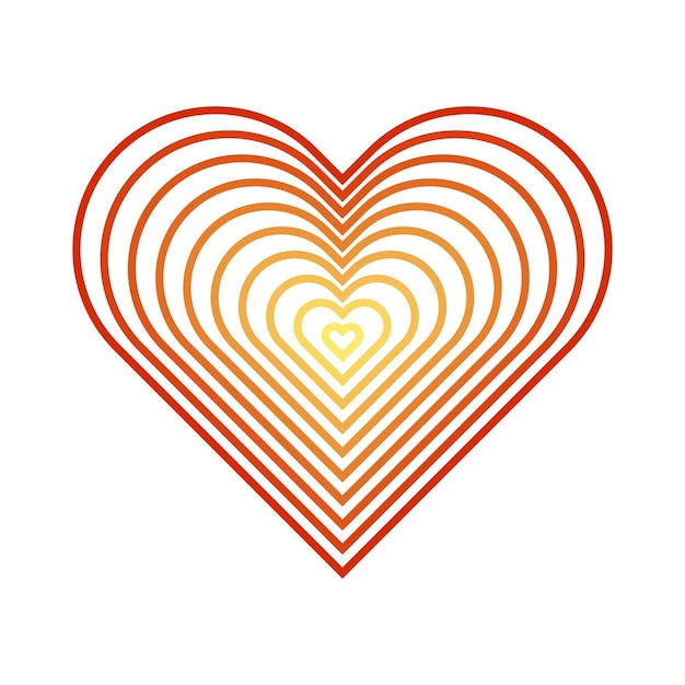 Red to yellow Colorful Heart Outline gradient Icon