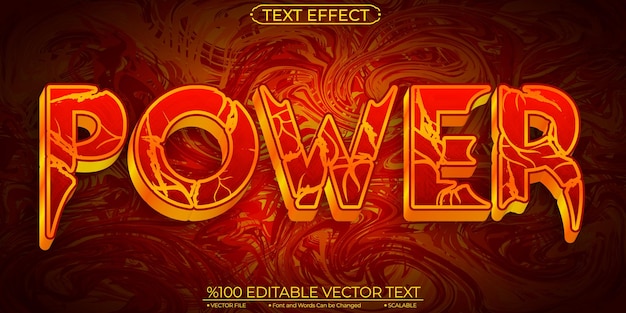 Vector red and yellow fire power editable and scalable vector text effect