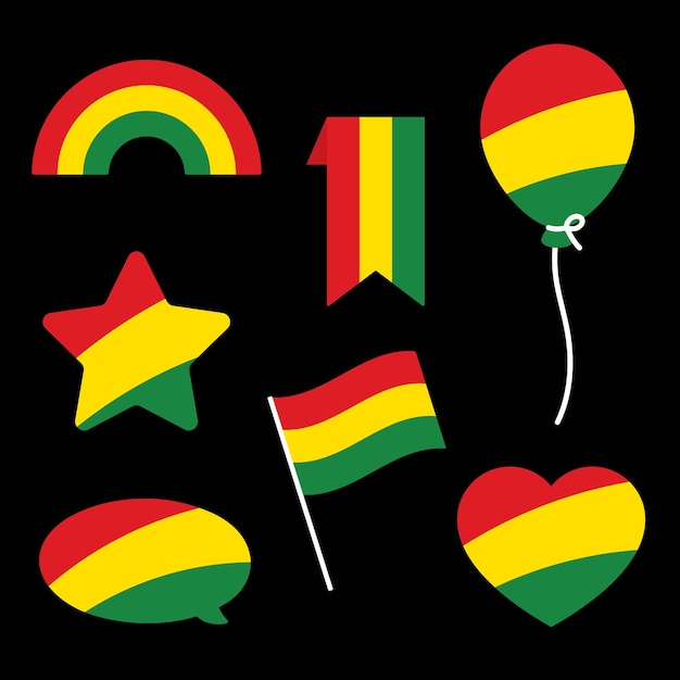 Red yellow and green colored icons as the colors of the Black History Month flag