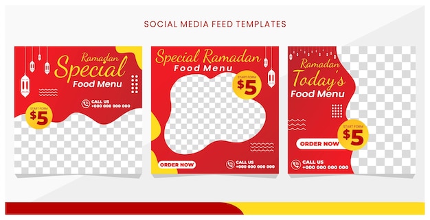 A red and yellow menu for ramadan food menus.