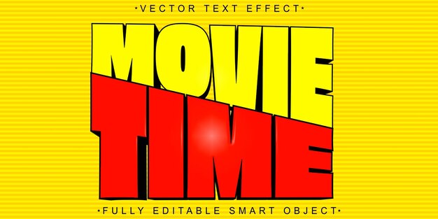 黄色い映画ベクトル 完全に編集可能なスマートオブジェクトテキスト効果