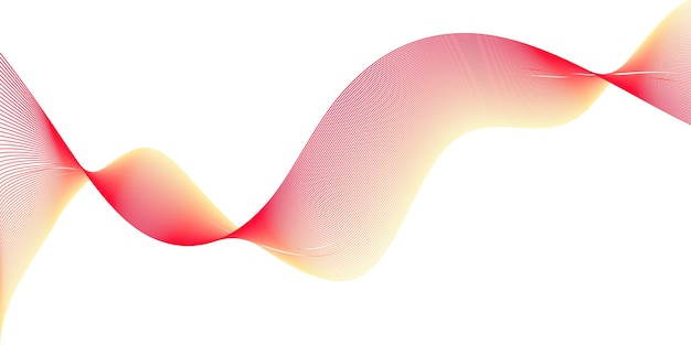 赤と黄色の影の波の抽象的な形ライン アート パターン背景ベクトル波線