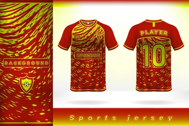 Red and yellow sports jersey template design