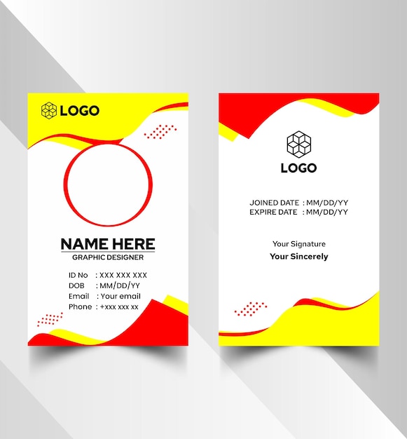 Red yellow wave id card template