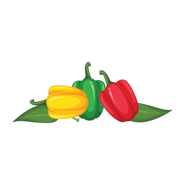 Modello di progettazione dell'elemento dell'illustrazione di vettore dei peperoni rossi gialli e verdi