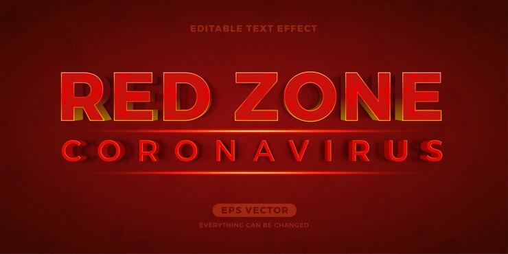 वेक्टर red zone coronavirus editable text effect  