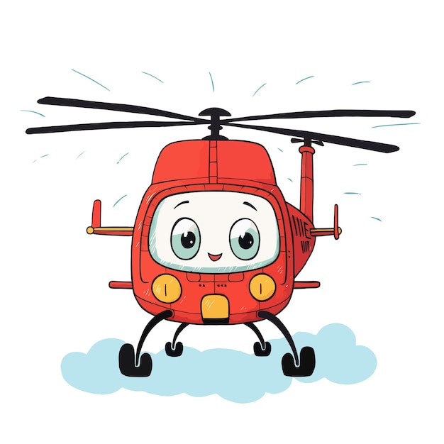 Reddingshelikopter vliegen in de lucht cartoon handgetekende helikopter Air Ambulance helikopter