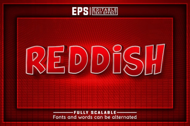 Vector reddish 3d editable text effect