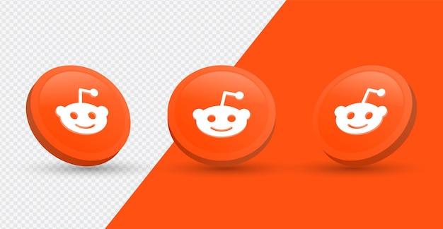 Icona del logo reddit nel moderno cerchio di rendering 3d per icone di social media o loghi di rete