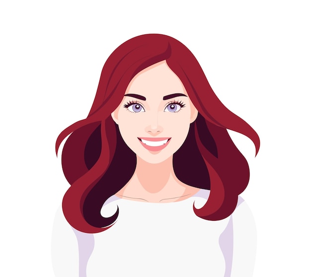 redhaired beautiful girl vector portrait vector illustration on white background