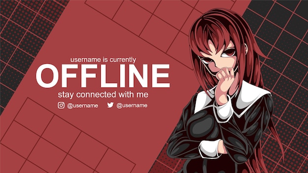 redhead anime offline banner for twitch