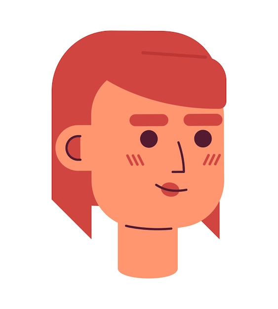 Redhead woman portrait semi flat vector character head