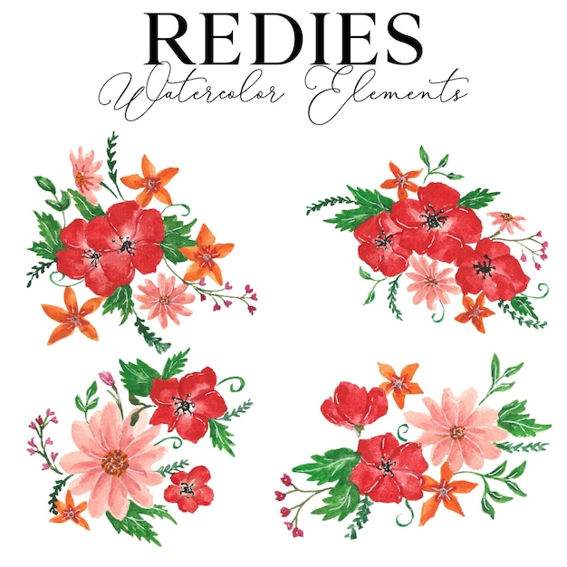 Redies bloem aquarel elementen