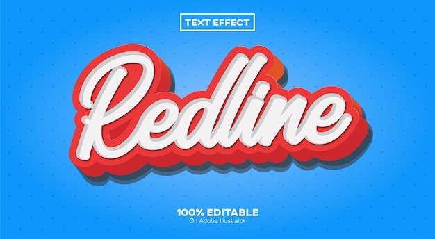 Redline Text Effect isolated on blue