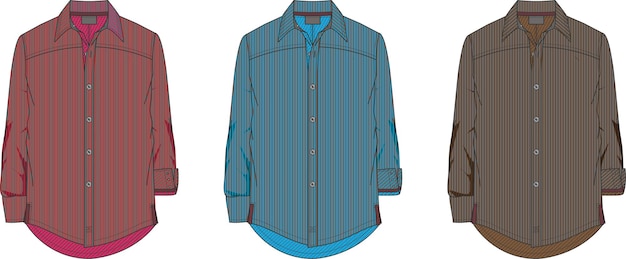 Vector redmond casual regular fit shirt platte schets technische tekening vector illustratie sjabloon