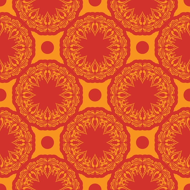 Redorange seamless pattern with luxury vintage decorative ornaments Good for clothing textiles backgrounds and prints Vector illustration