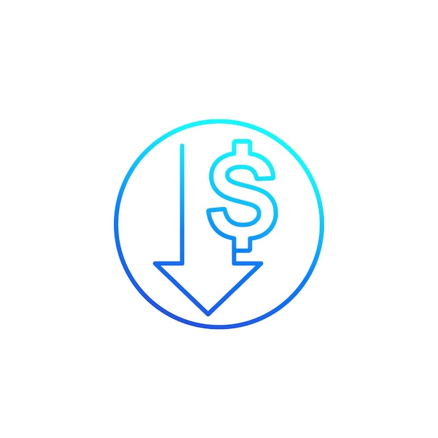 Reduce costs icon line vector