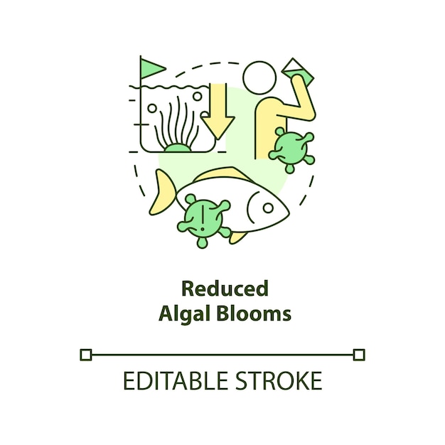 Reduced algal blooms concept icon