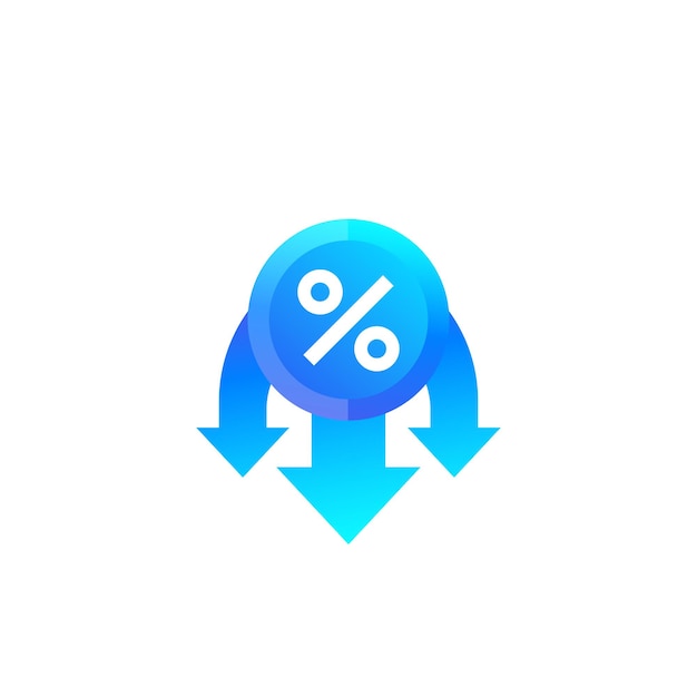 Reduced rate, percent down icon