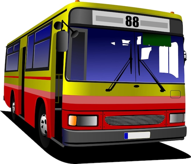 Redyellow city bus Coach Vector illustration