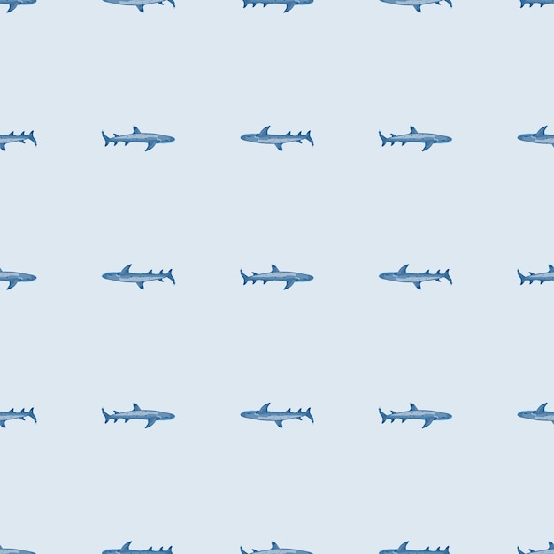 Vector reef shark seamless pattern in scandinavian style. marine animals background. vector illustration for children funny textile prints, fabric, banners, backdrops and wallpapers.