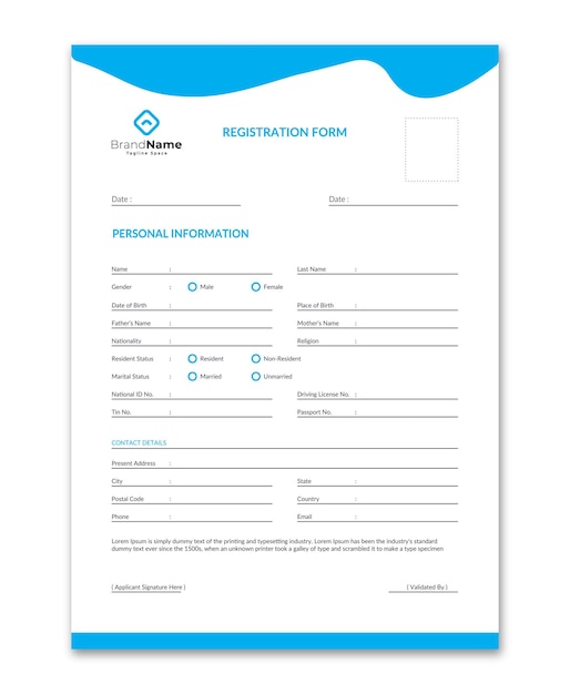 Vector reegistration form adimission form temjplate design school form college form form design