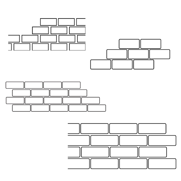 Reeks bakstenen muren in lijnstijl Vectorillustratie