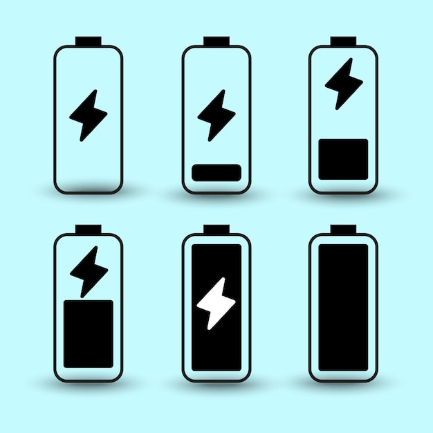 Reeks batterijpictogrammen in vectorillustratie