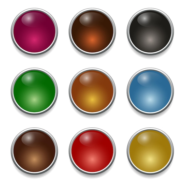 Vector reeks kleurrijke gel en glasknopen voor het web