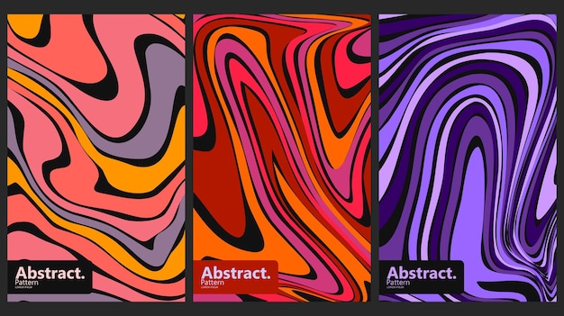 Reeks kleurrijke omslagen met marmeren textuur Abstracte achtergrond Vector illustratie