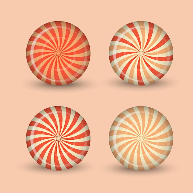 Reeks kleurrijke snoepjes van het lollysuikergoed in draaiconcept in vectorillustratie