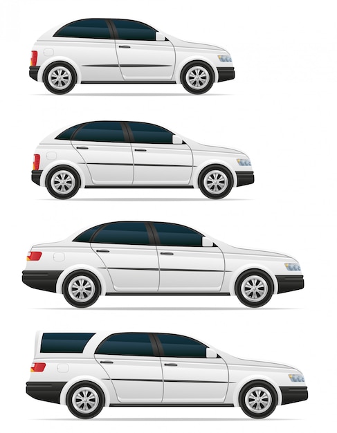 Reeks passagiersauto&#39;s met verschillende organismen vectorillustratie