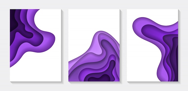 Reeks van abstracte kleuren 3d document kunstillustratie. Contrastkleuren. Abstract gradiënt elementen logo, banner, bericht