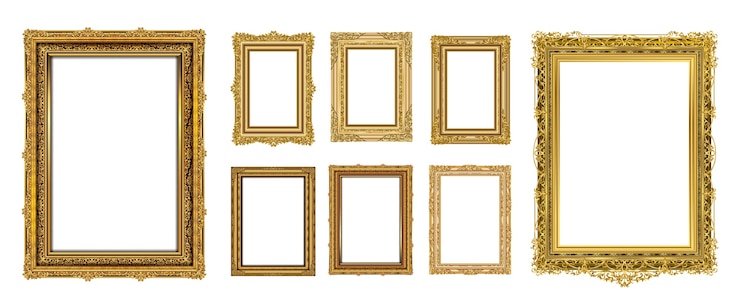Vector reeks van de fotoontwerp van het uitnodigings gouden koninklijk kader
