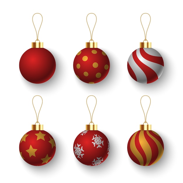 Reeks van Kerstmisbal op witte achtergrond