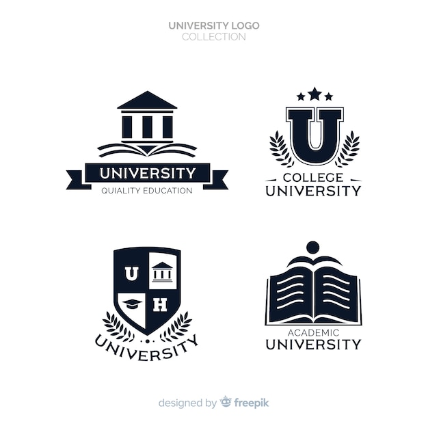 Vector reeks vlakke universitaire emblemen