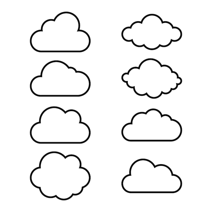 Vector reeks wolken van de lijnstijl