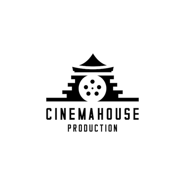 Vettore film in bobina e logo del cinema vettoriale palace