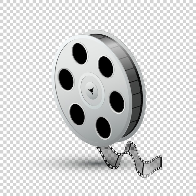 Vector reel of film, tape, bobina, realistic isolated on light