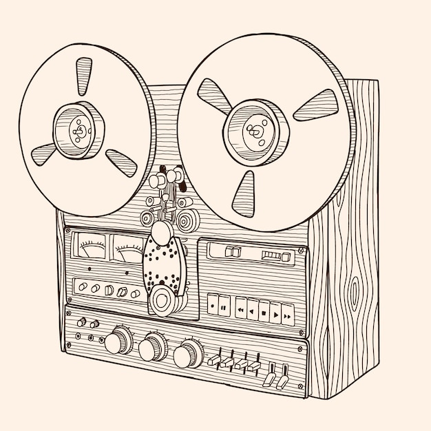 Reel-to-reel tape recorder.