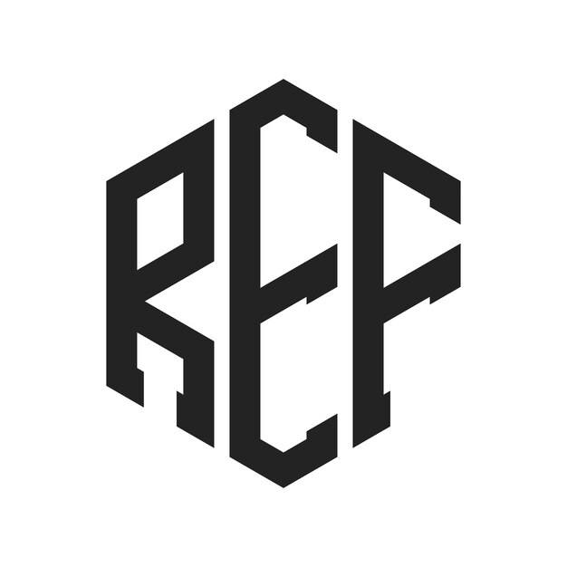 REF ロゴ デザイン イニシャルレター REF モノグラム ロゴ ヘクサゴン形
